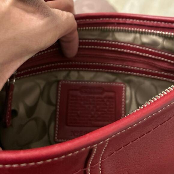 Coach Y2K 9541 Vintage Red Leather Small Mini Soho Hobo Shoulder Bag Retro - Picture 11 of 14